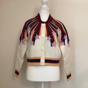 XS Colorful Star Pattern Cardigan